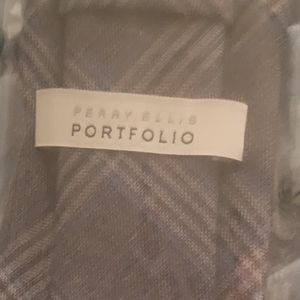 NIP Men's tie brown/grey with crossstripe pattern blue detail